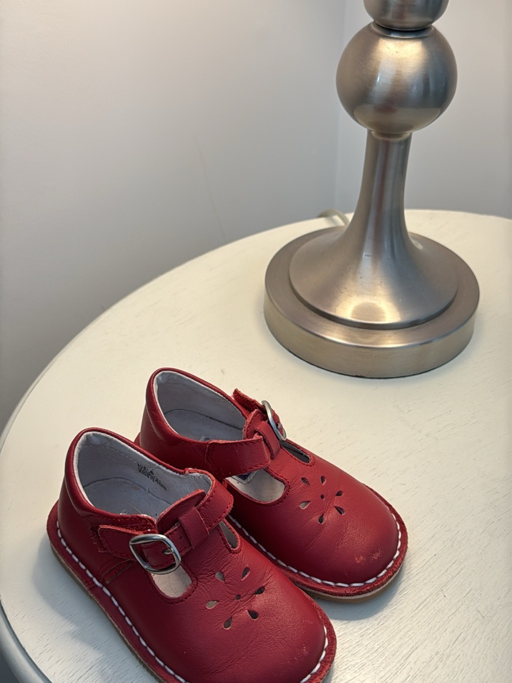 L'Amour Red Girls Mary Jane Buckle Dress Shoes